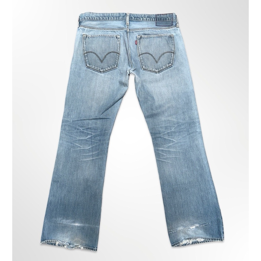 Levi's 507 Slim Boot Jeans Men's 36x32 Light Wash Distressed Denim Y2K